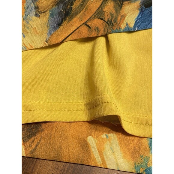 H&M Midi Summer Dress Sz 12 Floral Yellow Purple Sleeveless Cottagecore - Picture 15 of 16